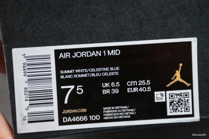 Reps TBkick DA4666-100 Jordan Blue Air Mixed Textures Mid 1 0820
